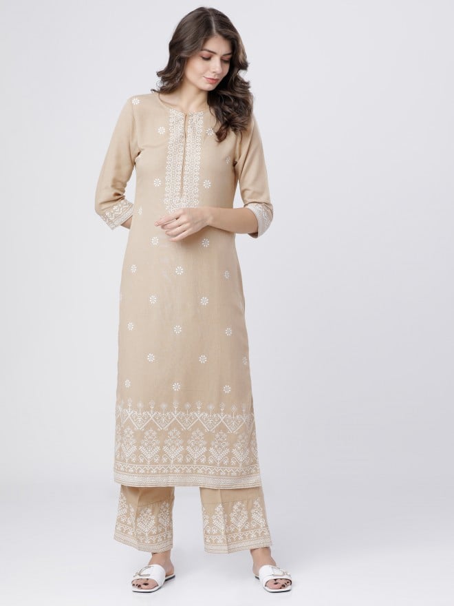 W beige 2025 printed kurta